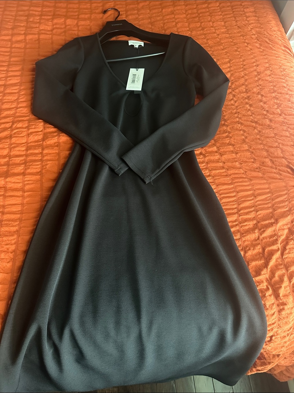 Chic Black Long-Sleeve A-Line Dress